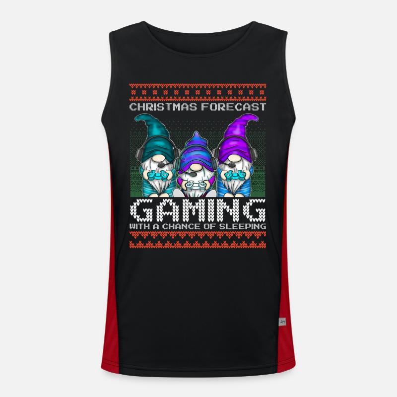 Funny Christmas Forecast Gaming Wichtel Ugly Xmas Funktionelles Kontrast-Tank Top für Männer 