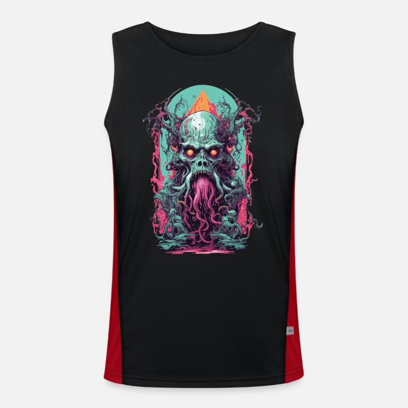Unterwelt Dämonen Okkult Horror Gothic Design Funktionelles Kontrast-Tank Top für Männer 