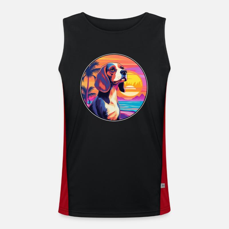Beagle Hunderasse Buntes Karikatur-Aquarell Funktionelles Kontrast-Tank Top für Männer 