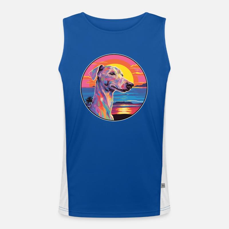 Bedlington Terrier Hunderasse Bunte Karikatur Wate Funktionelles Kontrast-Tank Top für Männer 