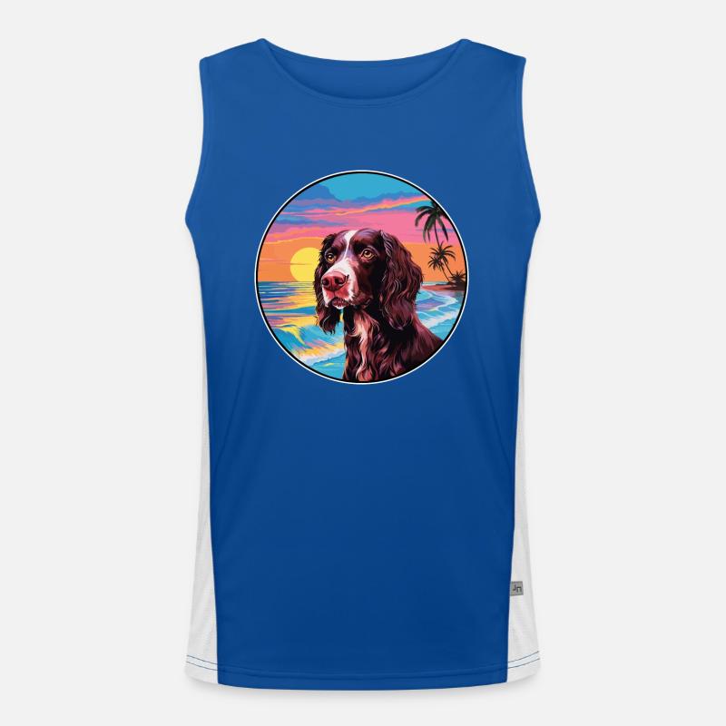 German Longhaired Pointer Dog Breed Colorful Carto Men's Functional Contrast Tank Top 