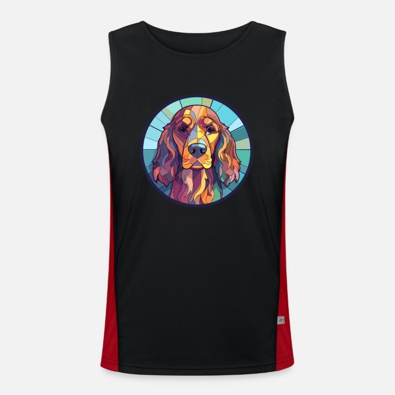 Cocker anglais Spaniel chien vitrail coloré Débardeur respirant contrasté Homme 