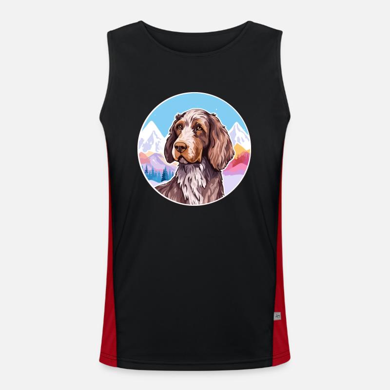 German Wirehaired Pointer Dog Breed Cartoon Kawaii Men's Functional Contrast Tank Top 