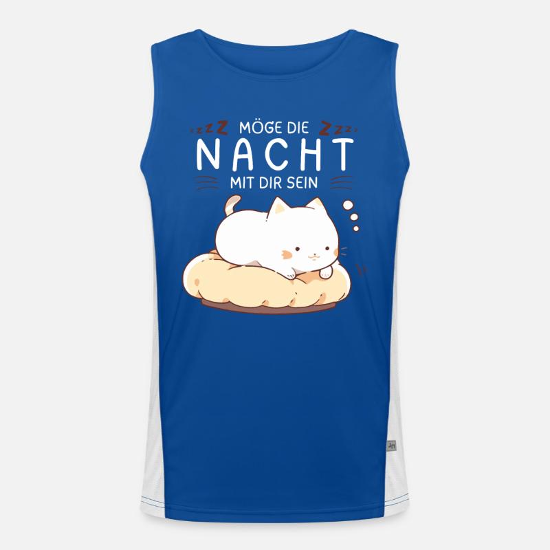 Möge die Nacht mit dir sein - Schlafshirt Katze Funktionelles Kontrast-Tank Top für Männer 