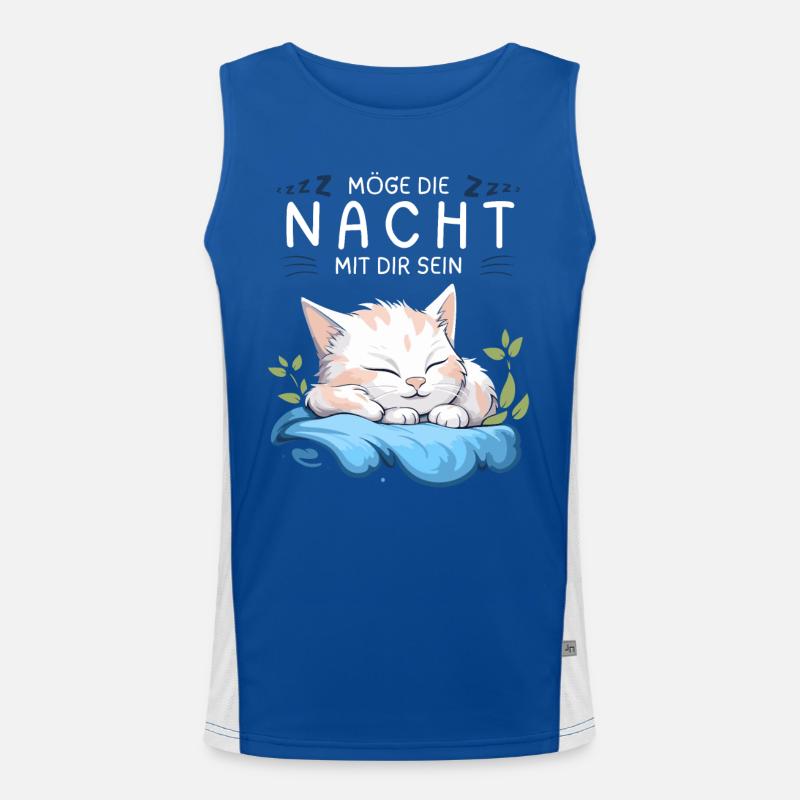 Möge die Nacht mit dir sein - Schlafshirt Katze Funktionelles Kontrast-Tank Top für Männer 