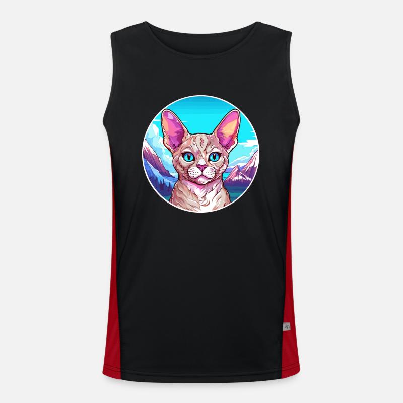 Devon Rex Katze Bunte Karikatur Aquarell Illustra Funktionelles Kontrast-Tank Top für Männer 