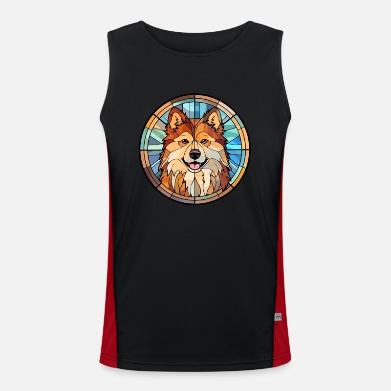 Finnischer Lapphund Hunderasse Buntglas Bunt Funktionelles Kontrast-Tank Top für Männer 