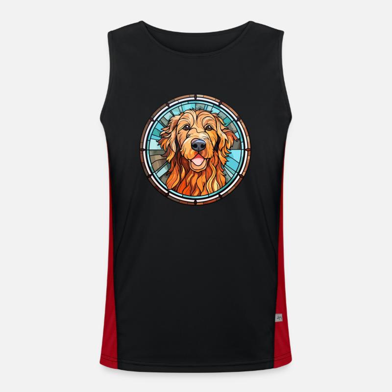 Fauve de Bretagne Hunderasse Buntglas Bunt Funktionelles Kontrast-Tank Top für Männer 