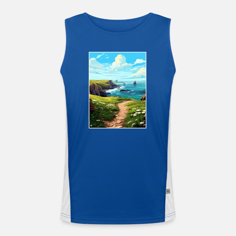 Lands End Cornwall Vintage Reiseposter Souvenir Funktionelles Kontrast-Tank Top für Männer 