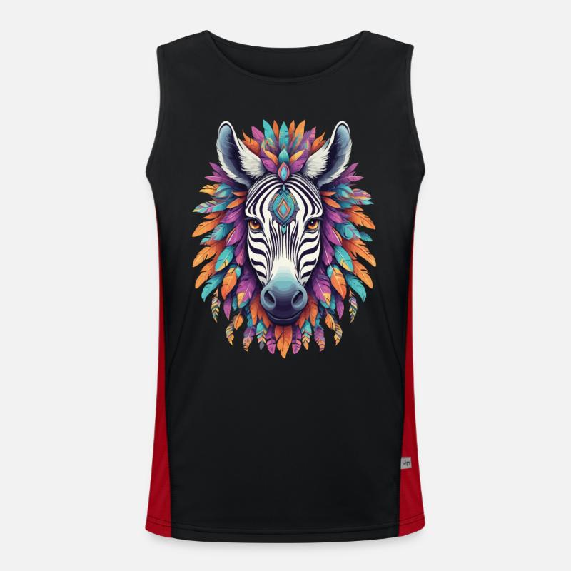 Zebra Mandala Traumfänger Design Funktionelles Kontrast-Tank Top für Männer 