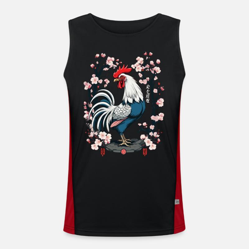 Conception esthétique de fleurs de cerisier de coq asiatique Débardeur respirant contrasté Homme 