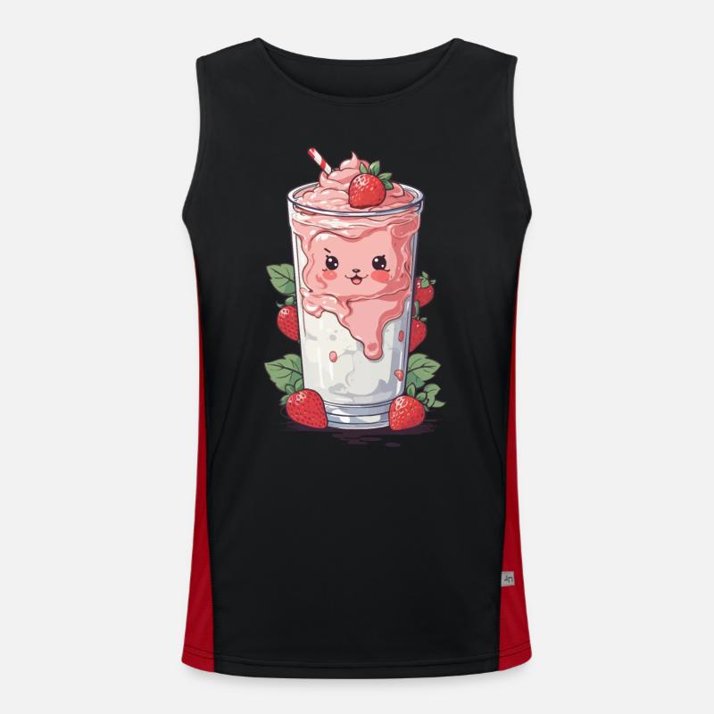 Erdbeeren Niedlicher Milchshake Kawaii Spaß Funktionelles Kontrast-Tank Top für Männer 