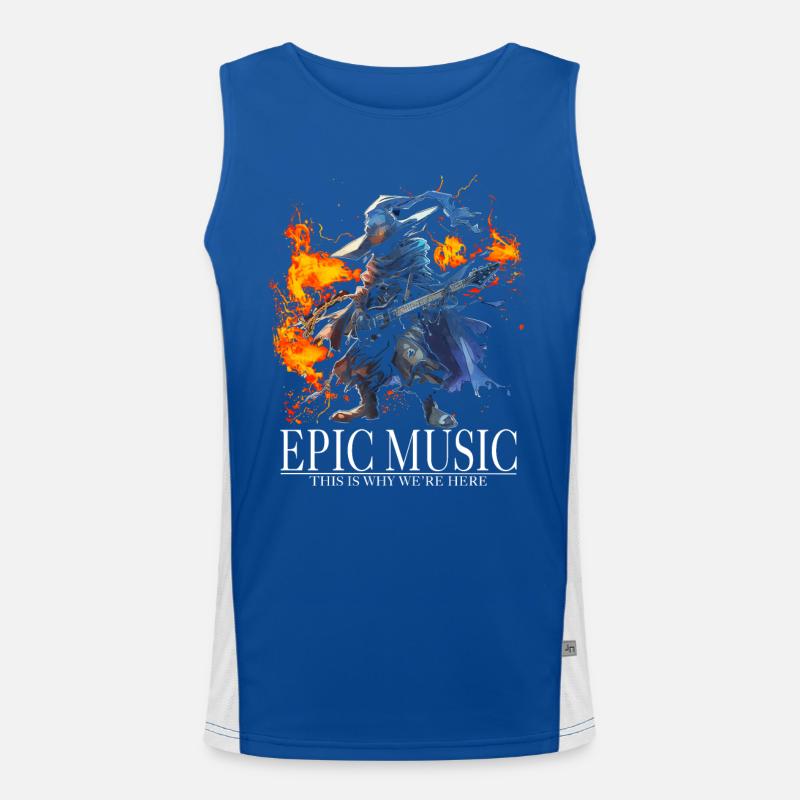 Epic Music Black Mage with E-Guitar and Fire Funktionelles Kontrast-Tank Top für Männer 