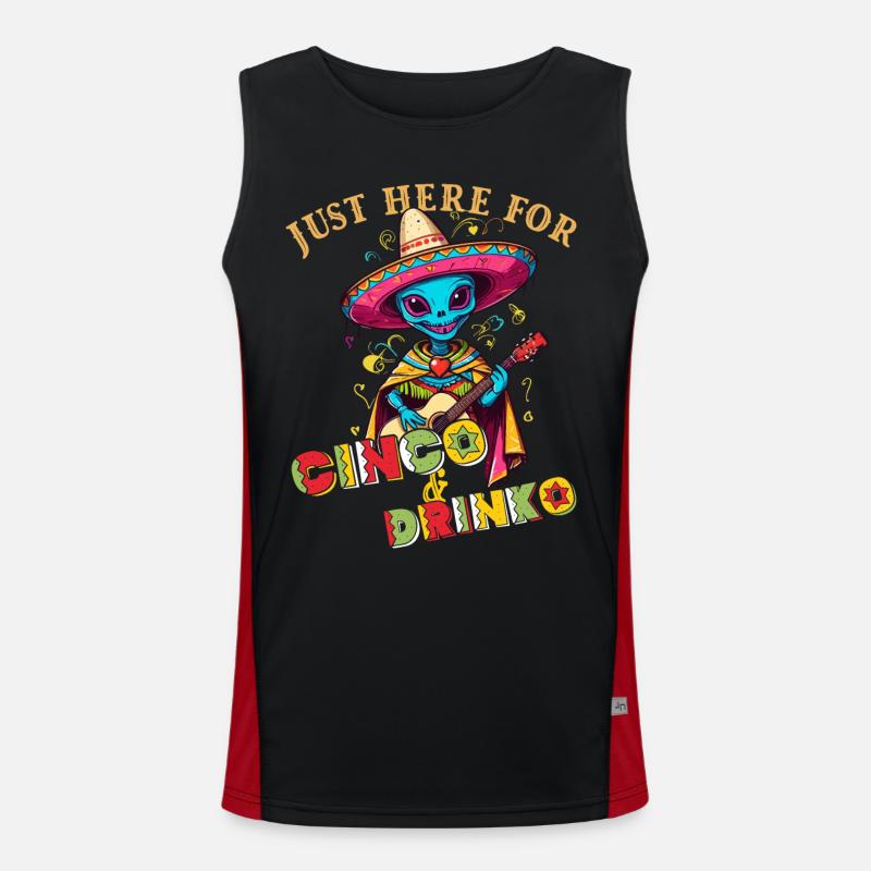 Fiesta Alien Saying Funny Mexican Men's Functional Contrast Tank Top 