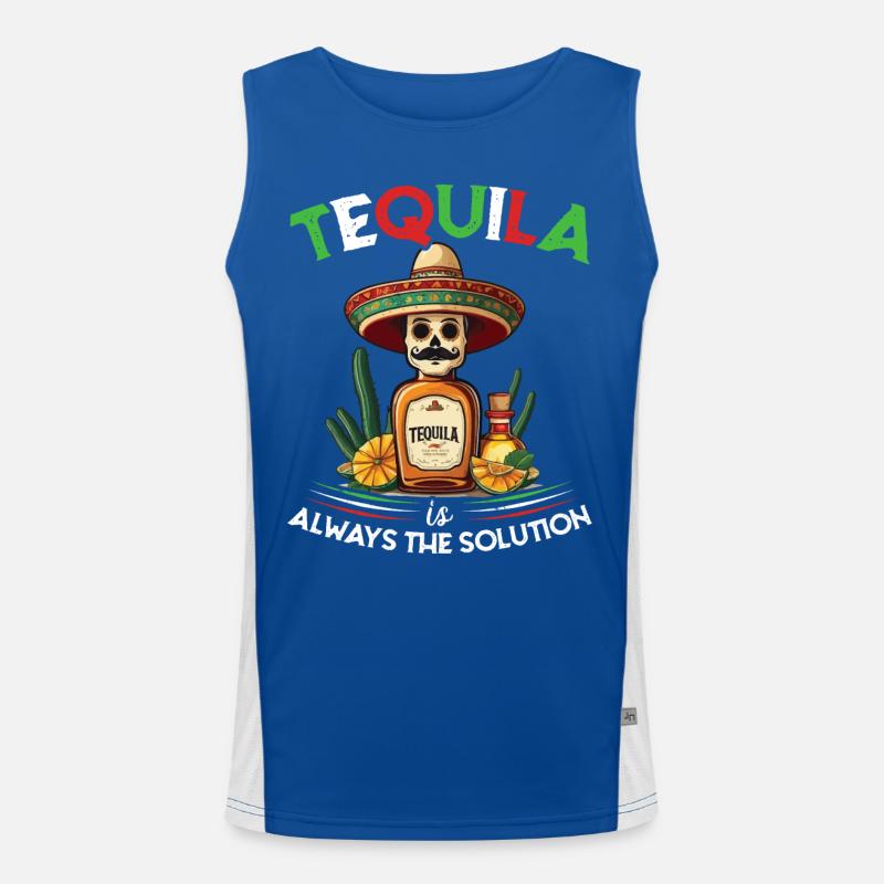 Funny Tequila Saying Cinco de Mayo Design Men's Functional Contrast Tank Top 