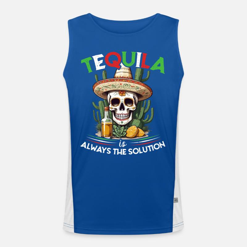 Lustiger Tequila Spruch Cinco de Mayo Design Funktionelles Kontrast-Tank Top für Männer 