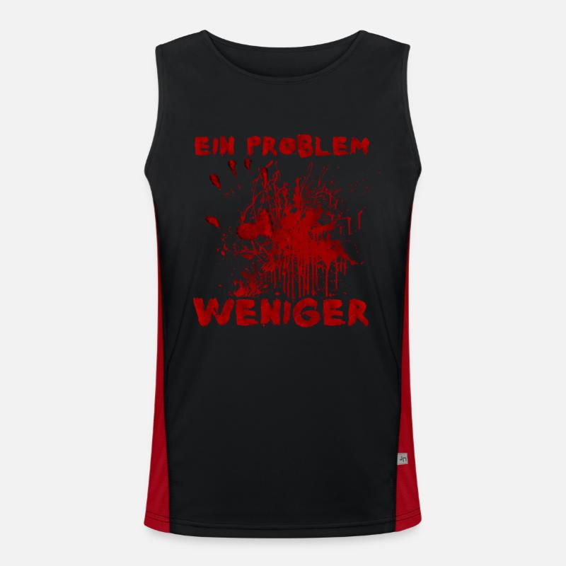 One Problem Less - Funny Halloween Saying Men's Functional Contrast Tank Top 