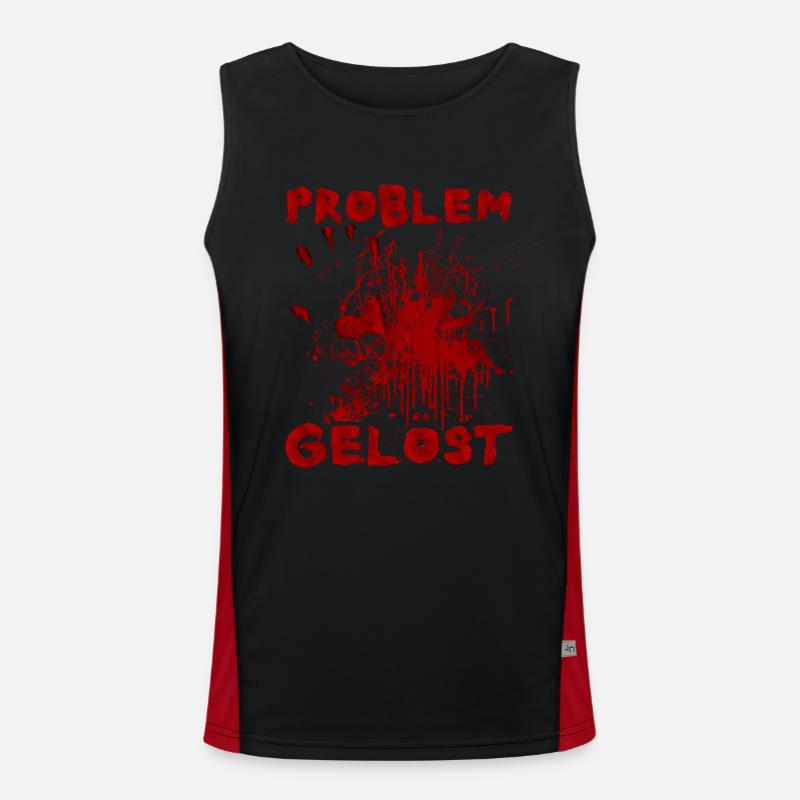 Problem gelöst - Witziger Halloween Spruch Funktionelles Kontrast-Tank Top für Männer 