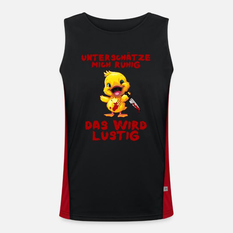 Underestimate Me Quiet Duck with Knife Halloween Men's Functional Contrast Tank Top 