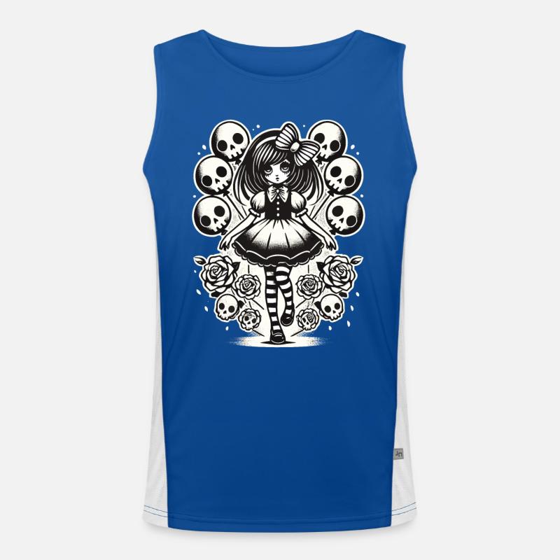 Creepy Emo E-Girl Düsteres Goth Design Funktionelles Kontrast-Tank Top für Männer 