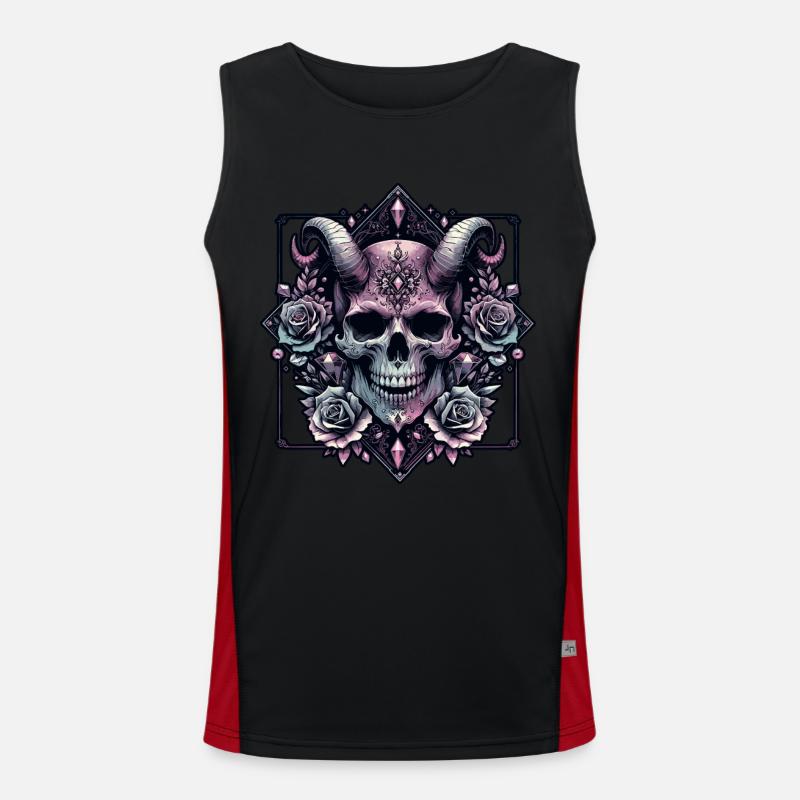 Pastel Goth Aesthetic Dark Skull Design Men's Functional Contrast Tank Top 