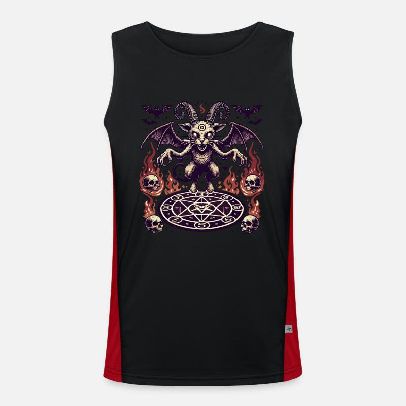 Creepy Devil Cat Dark Cats Summoning Men's Functional Contrast Tank Top 