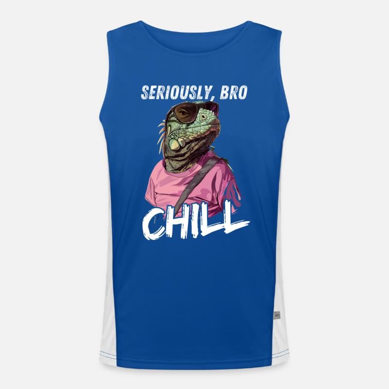 Seriously Bro Chill Eidechse Meme Design Funktionelles Kontrast-Tank Top für Männer 