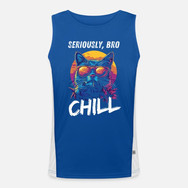 Seriously Bro Chill Katze Gamer Meme Funktionelles Kontrast-Tank Top für Männer 