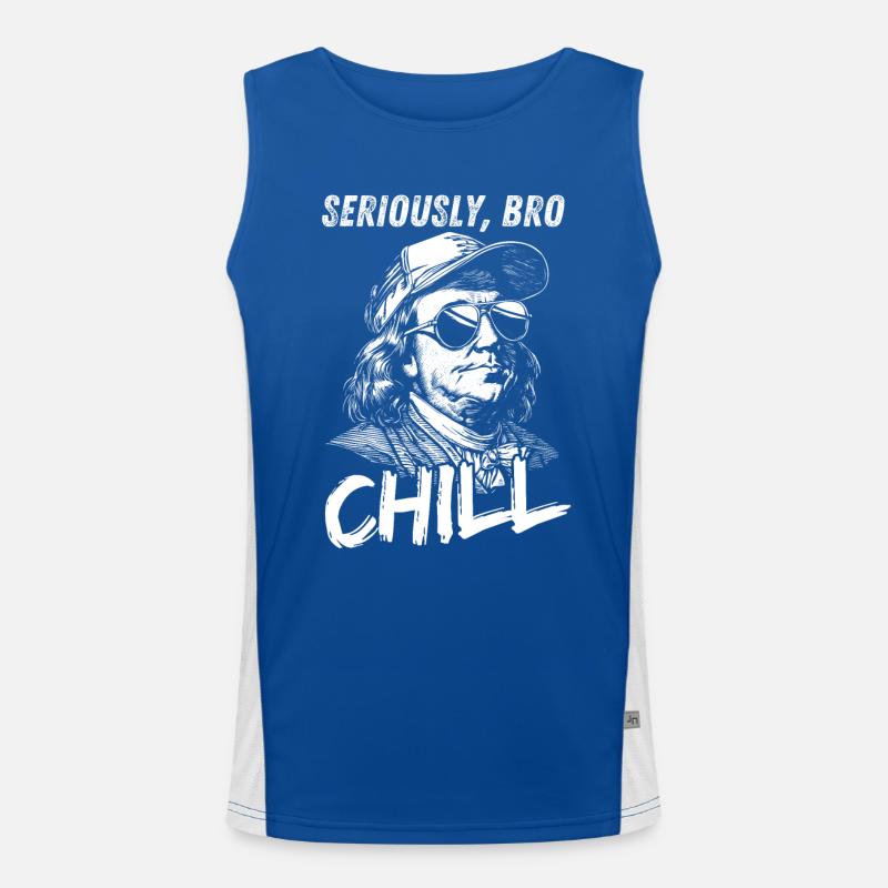 Seriously Bro Chill Benjamin Franklin Meme Figurine Men's Functional Contrast Tank Top 