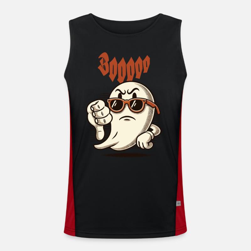 Booing Ghost Funny Ghost Design - Men's Functional Contrast Tank Top  - black/red