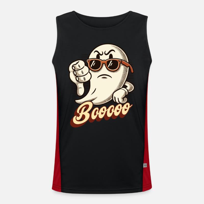 Booing Ghost Funny Ghost Design - Men's Functional Contrast Tank Top  - black/red