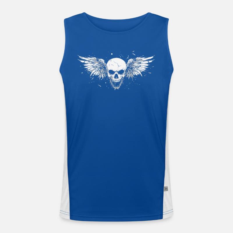Skull with wings for bikers – Dark Style Men's Functional Contrast Tank Top 