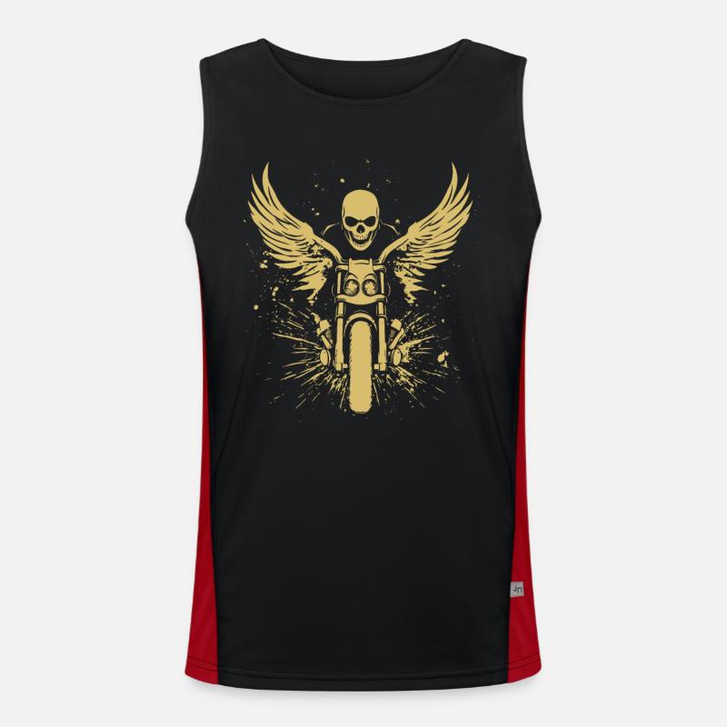 Skull with wings for bikers – motorcycle look Men's Functional Contrast Tank Top 