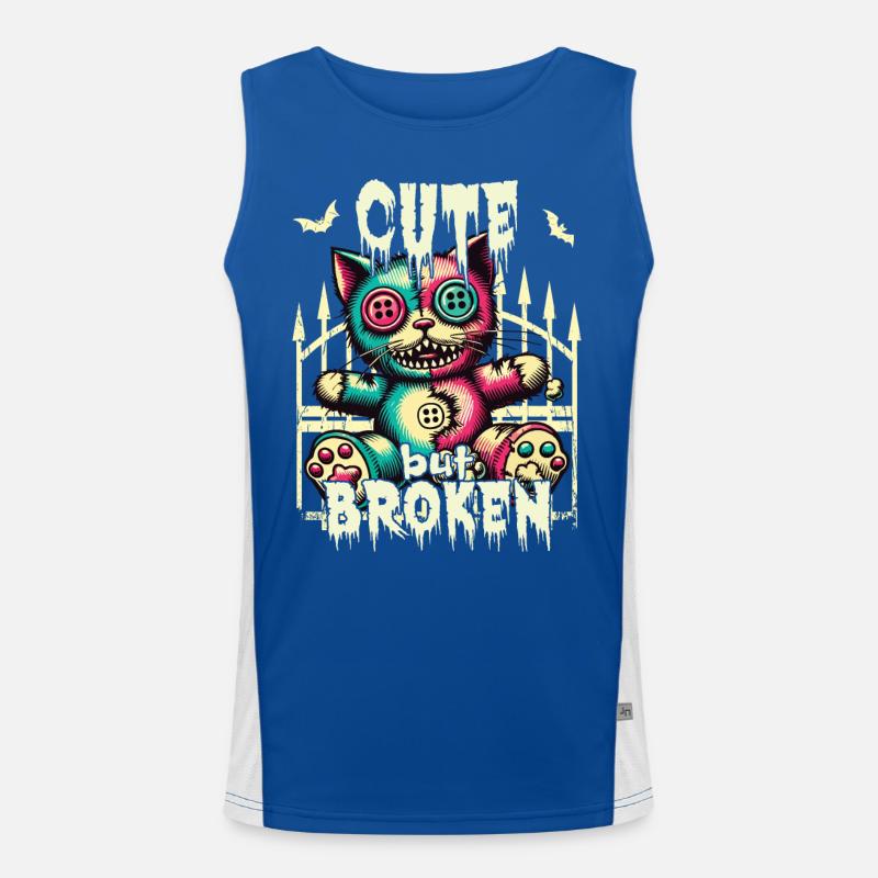 Mental Psychopath - Cute But Broken Cat Men's Functional Contrast Tank Top 