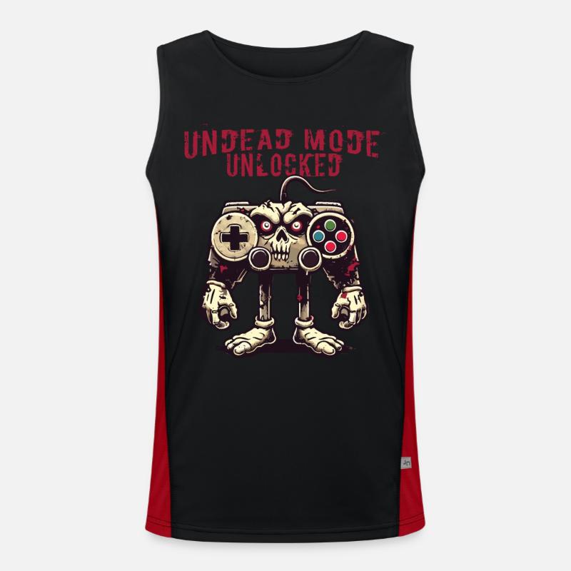 Zombie Gaming Controller: Undead Mode - Men's Functional Contrast Tank Top  - black/red