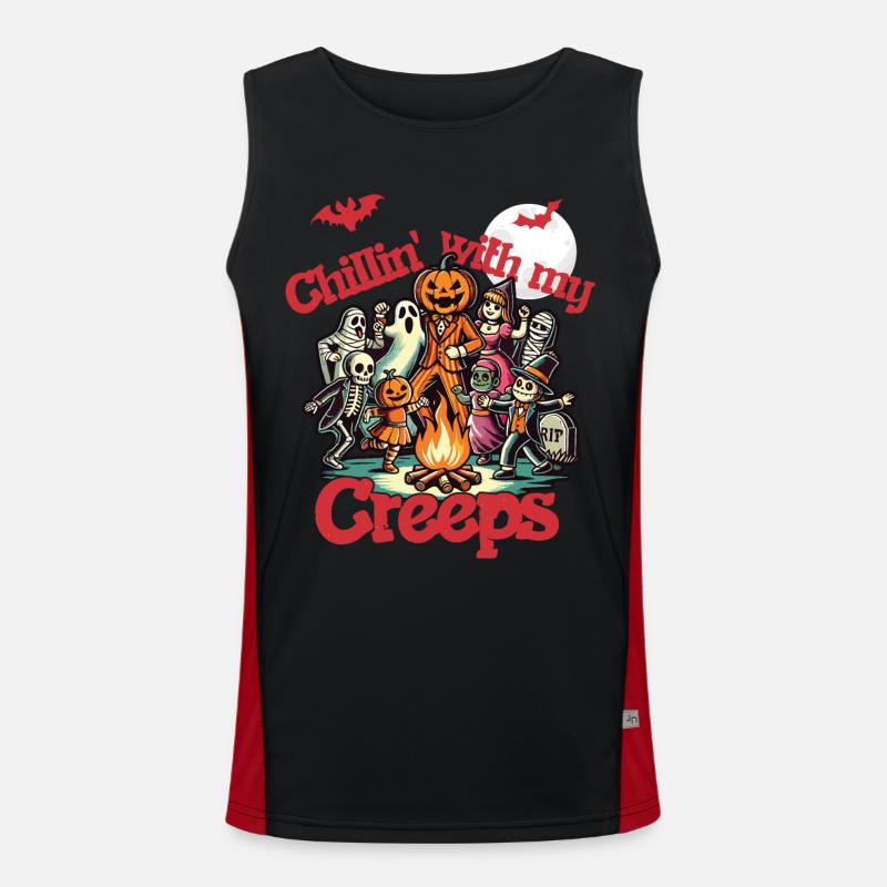 Halloween Fun with Chillin' Creeps Men's Functional Contrast Tank Top 
