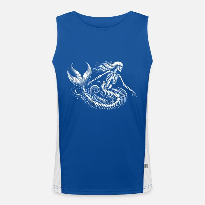 Skeleton Mermaid Mystical Art Men's Functional Contrast Tank Top 