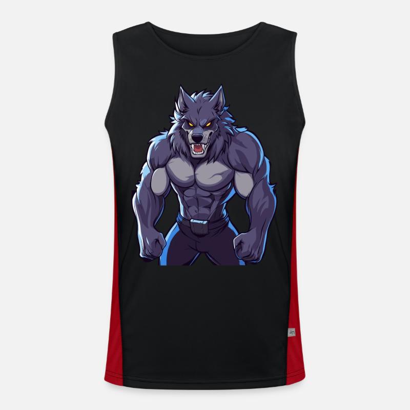 Wilde, muskulöse Werwolf-Illustrationskunst Funktionelles Kontrast-Tank Top für Männer 