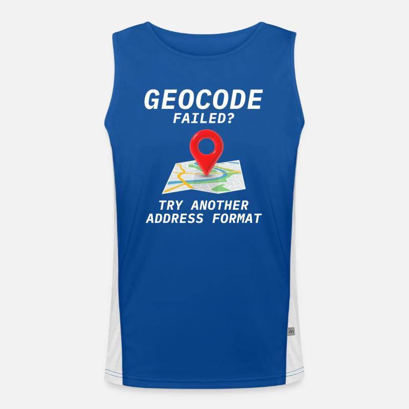 Geocoding Fail Address Format GIS Humor Men's Functional Contrast Tank Top 