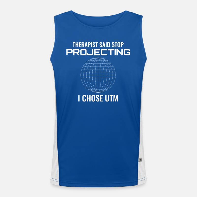 UTM Projection GIS Geodesy Surveying Map Men's Functional Contrast Tank Top 