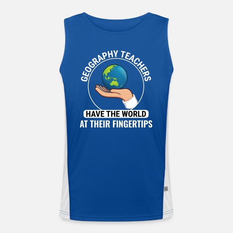 GIS Hand Globe World Spatial Data Geography Men's Functional Contrast Tank Top 