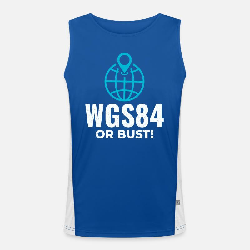 GIS Analyst WGS84 Globe Coordinate System Men's Functional Contrast Tank Top 