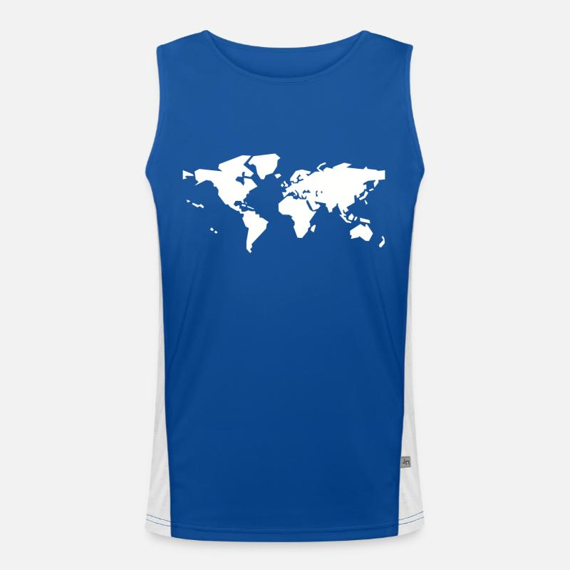 white world map Men's Functional Contrast Tank Top 