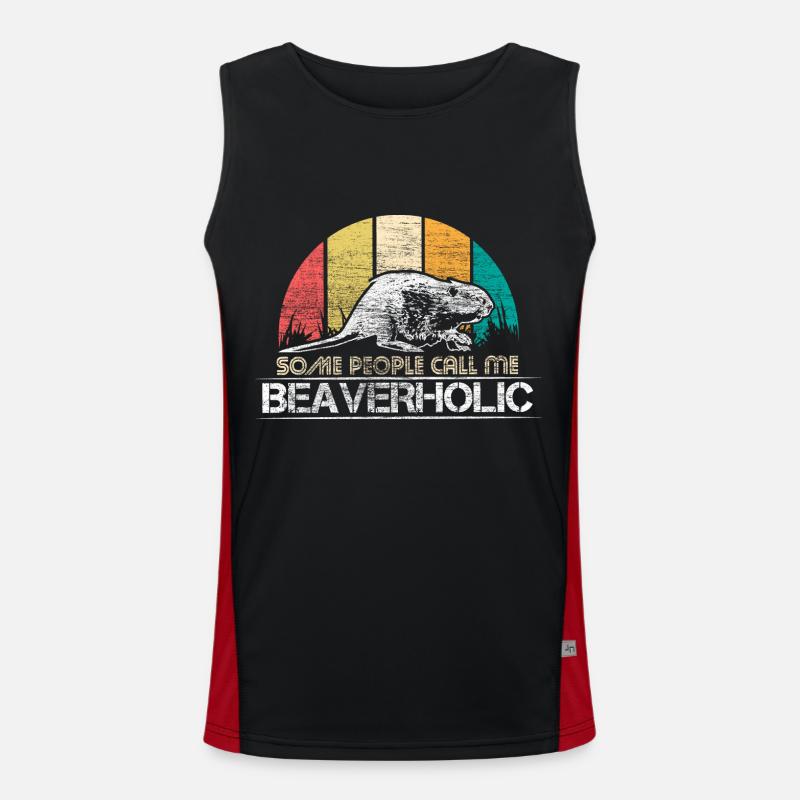 Beaver Gift Idea - Men's Functional Contrast Tank Top  - black/red