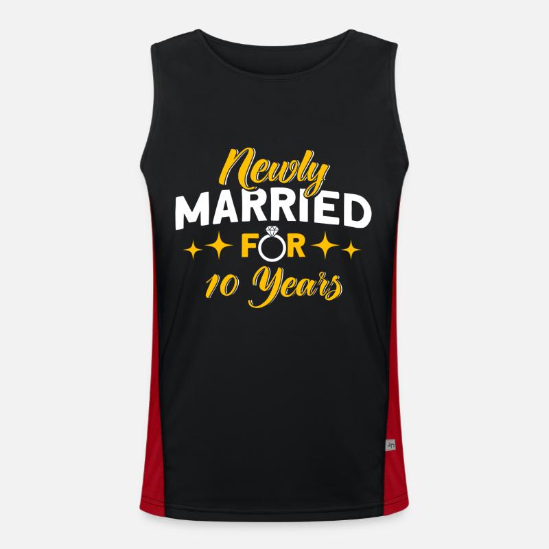 10. Hochzeitstag Paardesign 10 Jahre Ehe Funktionelles Kontrast-Tank Top für Männer 