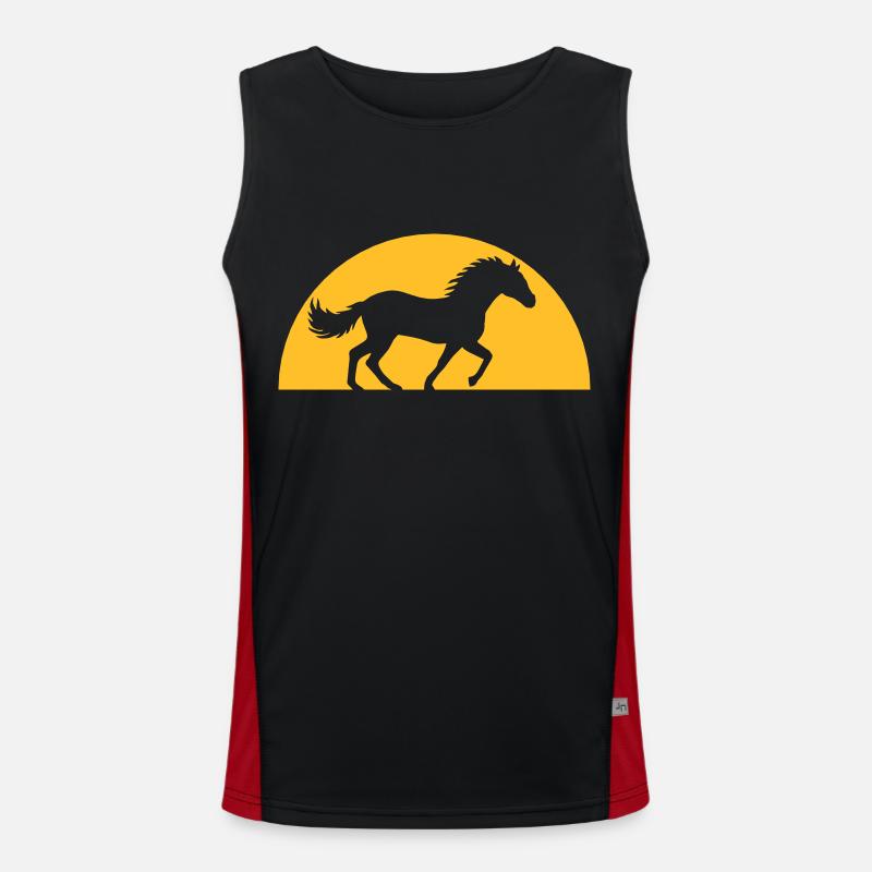 Abend Sonne Pferd Horizont Funktionelles Kontrast-Tank Top für Männer 
