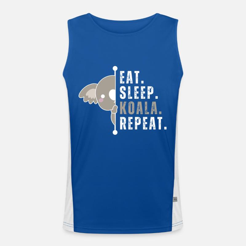 Eat Sleep Koala Repead Weiß Funktionelles Kontrast-Tank Top für Männer 