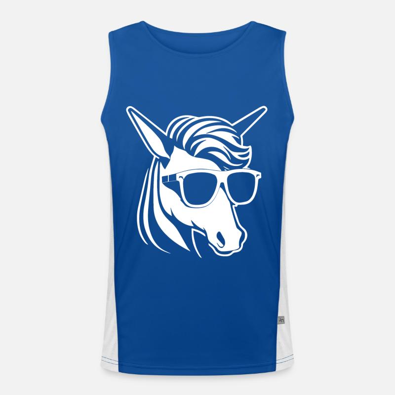 Lustige Einhörner mit Sonnenbrille Cooles Einhorn Funktionelles Kontrast-Tank Top für Männer 