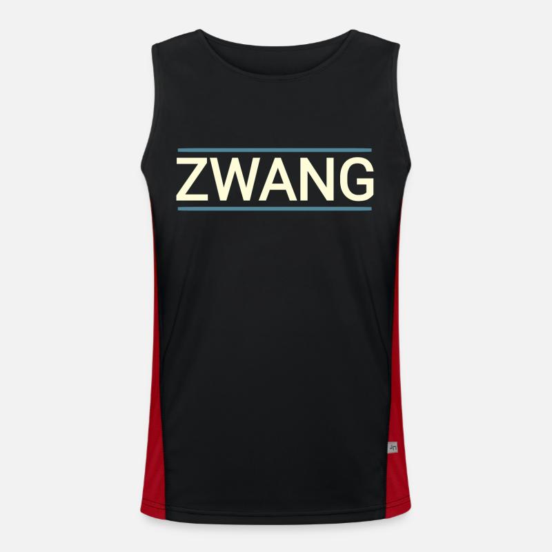 Compulsion baiger text - Men's Functional Contrast Tank Top  - black/red