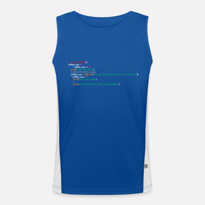 Kaffee, Programmierung, Lustig, Coffee Funktionelles Kontrast-Tank Top für Männer 